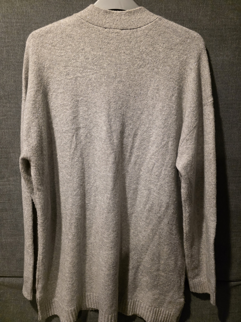 Talbots Light Gray/silver Threading V-Neck Button Cardigan Size L PTP 24 Inches - Picture 5 of 7